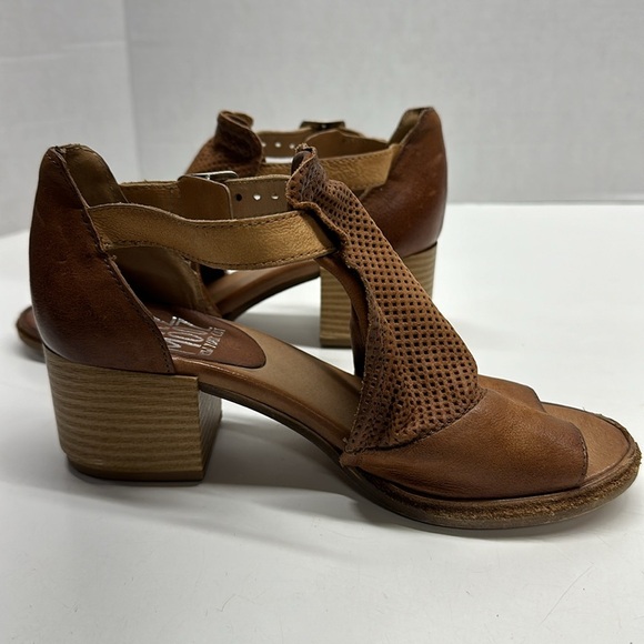 Miz Mooz Heeled Sandal Shoes Open Toe Adjustable Ankle Strap Leather Tan Brown 6 - Picture 6 of 11